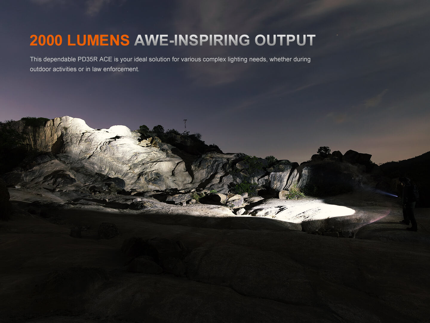 Fenix PD35R ACE Multi-Mode Tactical Flashlight — 2000 Lumens, 1000+ ft Beam