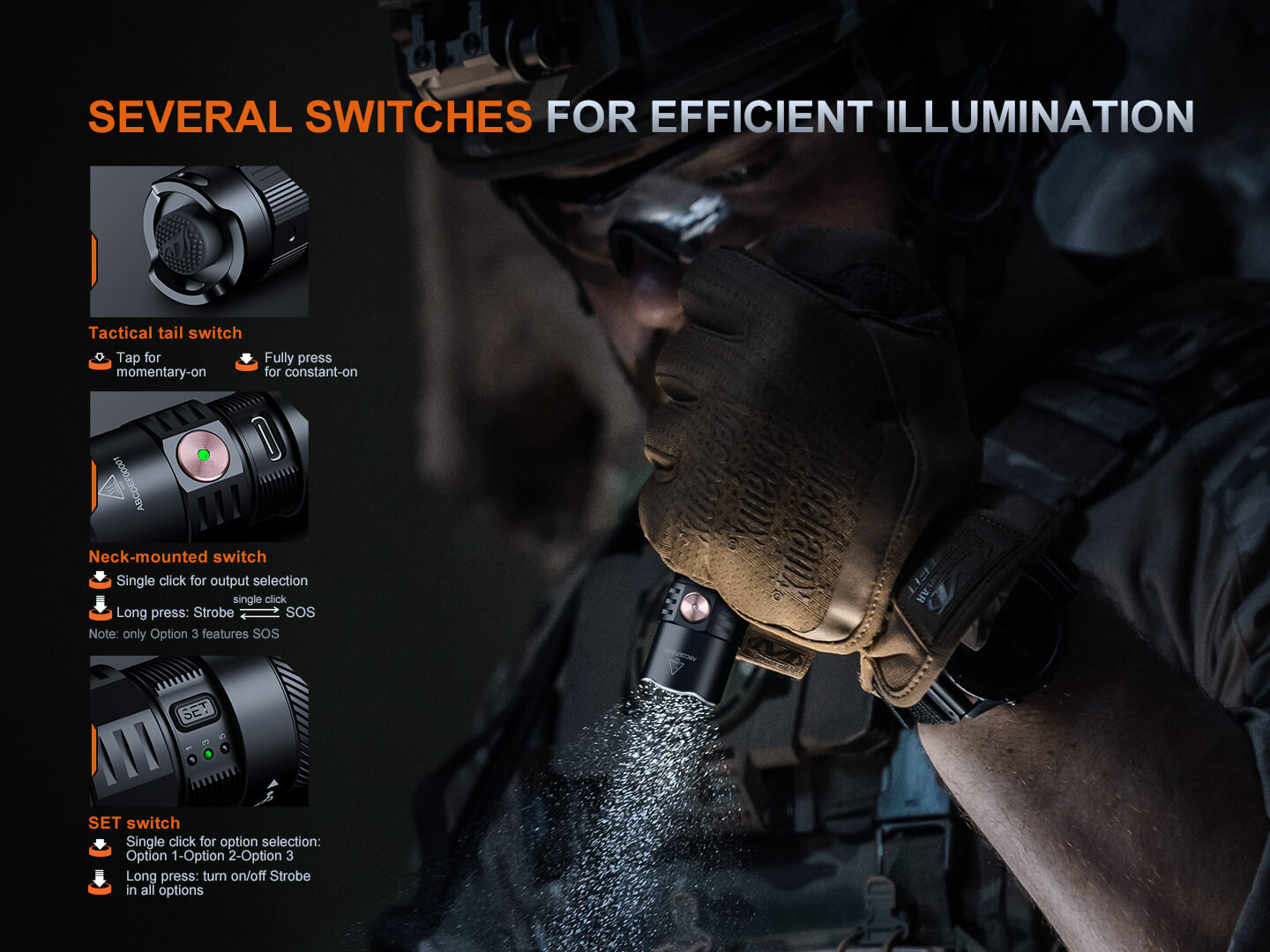 Fenix PD35R ACE Multi-Mode Tactical Flashlight — 2000 Lumens, 1000+ ft Beam