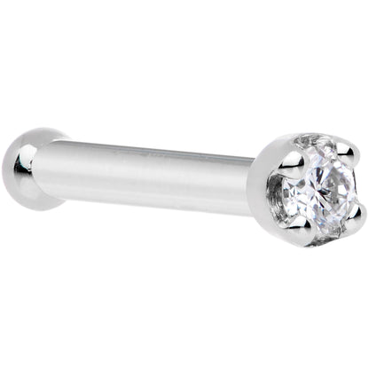 Solid 14K White Gold 1.5mm Genuine Diamond Nose Ring