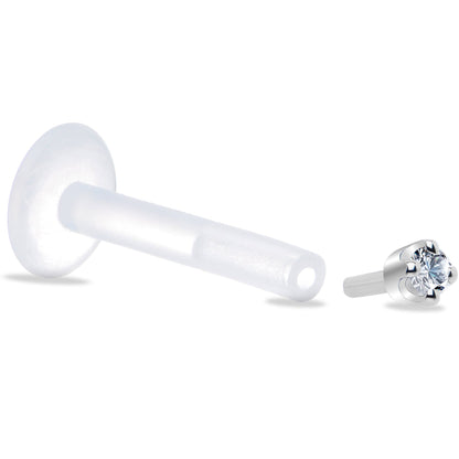 Solid 14K White Gold 1.5mm Genuine Diamond Bioplast Push in Monroe
