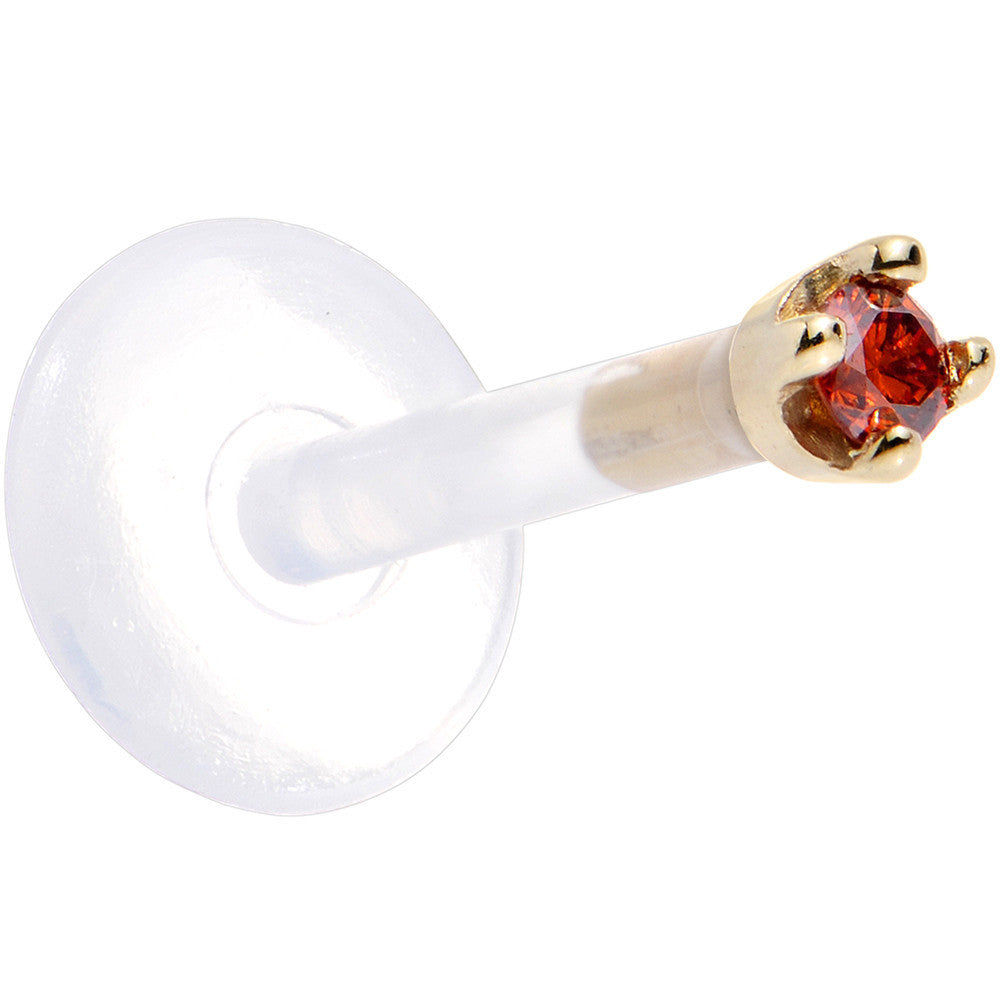 Solid 14K Yellow Gold 1.5mm Genuine Red Diamond Bioplast Push in Monroe