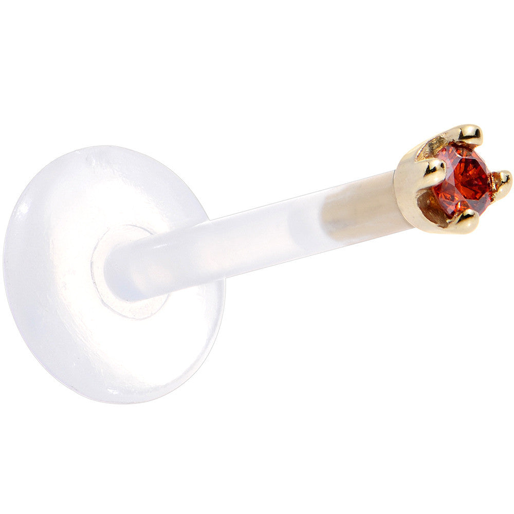 Solid 14K Yellow Gold 1.5mm Genuine Red Diamond Bioplast Push in Monroe