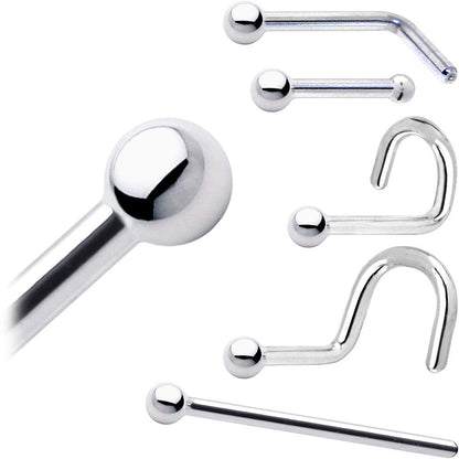 Solid 14K White Gold 1.5mm Ball Nose Ring
