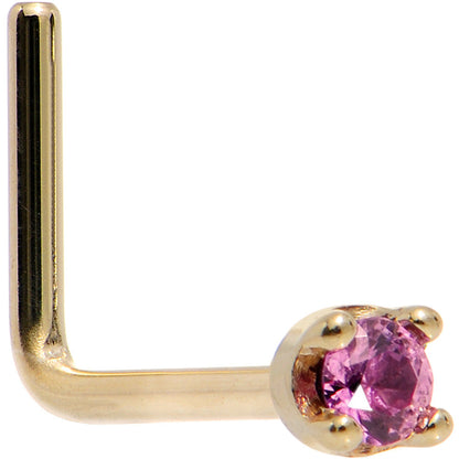 Solid 18K Yellow Gold 1.5mm Genuine Pink Sapphire Nose Ring
