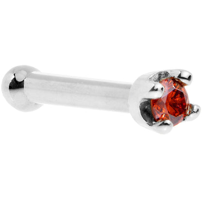 Solid 18K White Gold 1.5mm Genuine Red Diamond Nose Ring