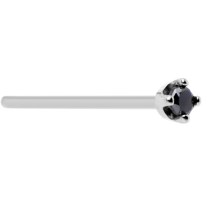 Solid 14K White Gold 1.5mm Genuine Black Diamond Nose Ring