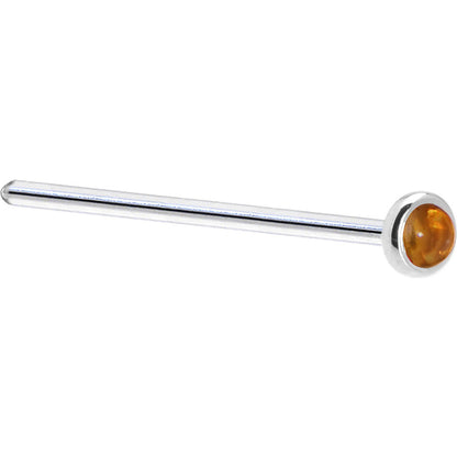 Solid 14K White Gold 2mm Genuine Citrine Saffron Nose Ring