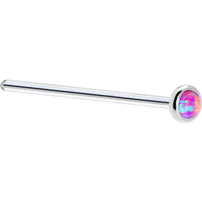 Solid 14K White Gold 2mm Fuchsia Synthetic Opal Nose Ring