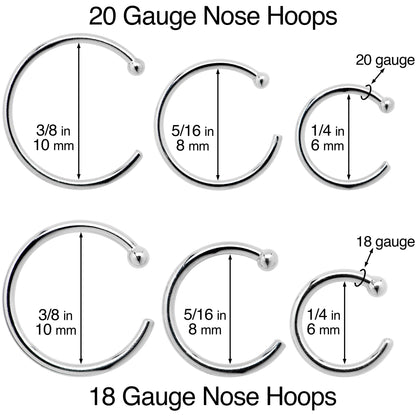 20G 5/16 Solid 18K Yellow Gold Nose Hoop