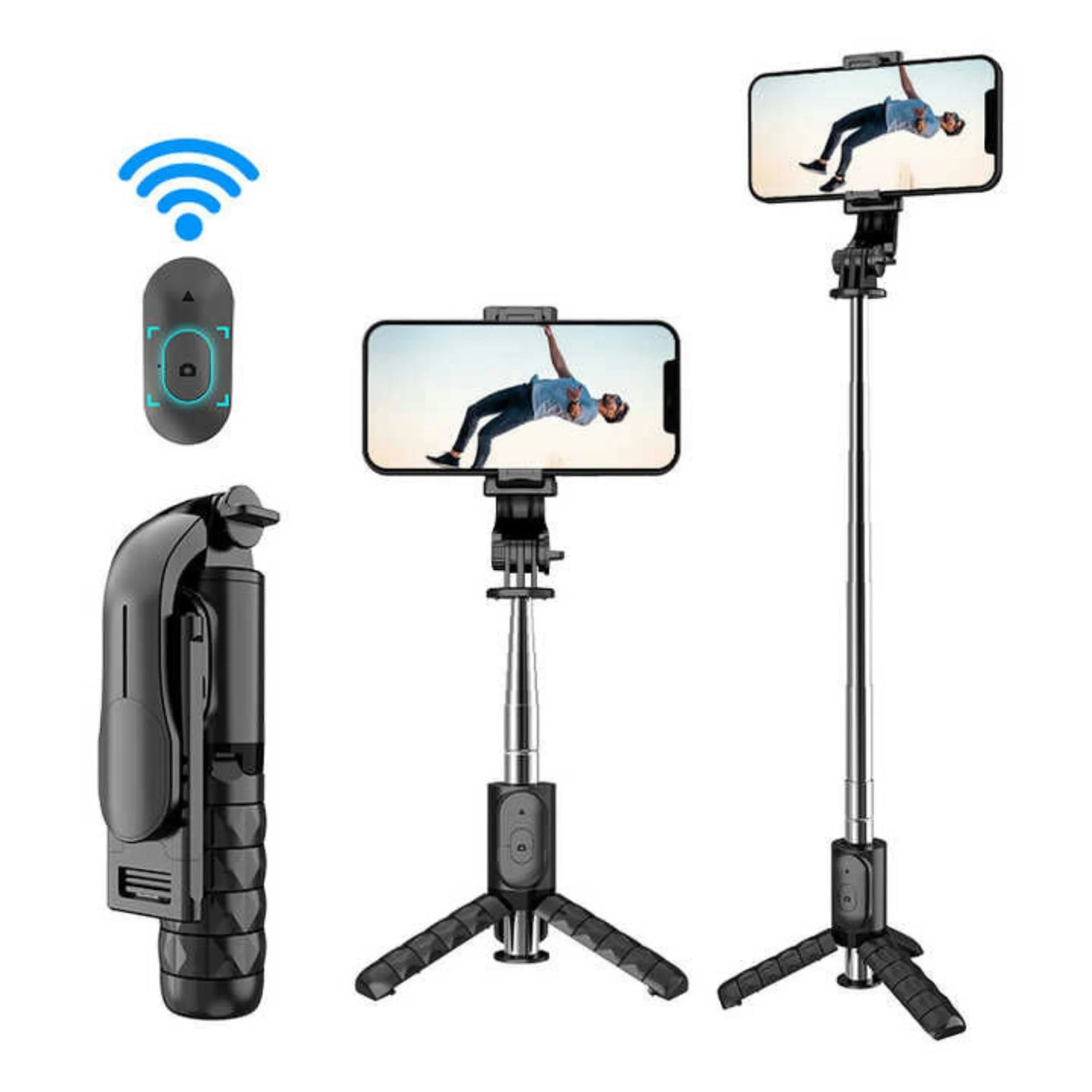 Bluetooth Selfie Stick Tripod — 3-in-1, LED Light, Wireless Remote, 74cm