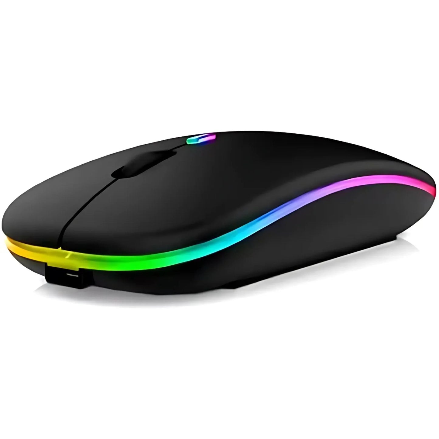 Ratón RGB Inalámbrico — Silencioso, Recargable, Bluetooth y 2.4G, LED de 7 Colores
