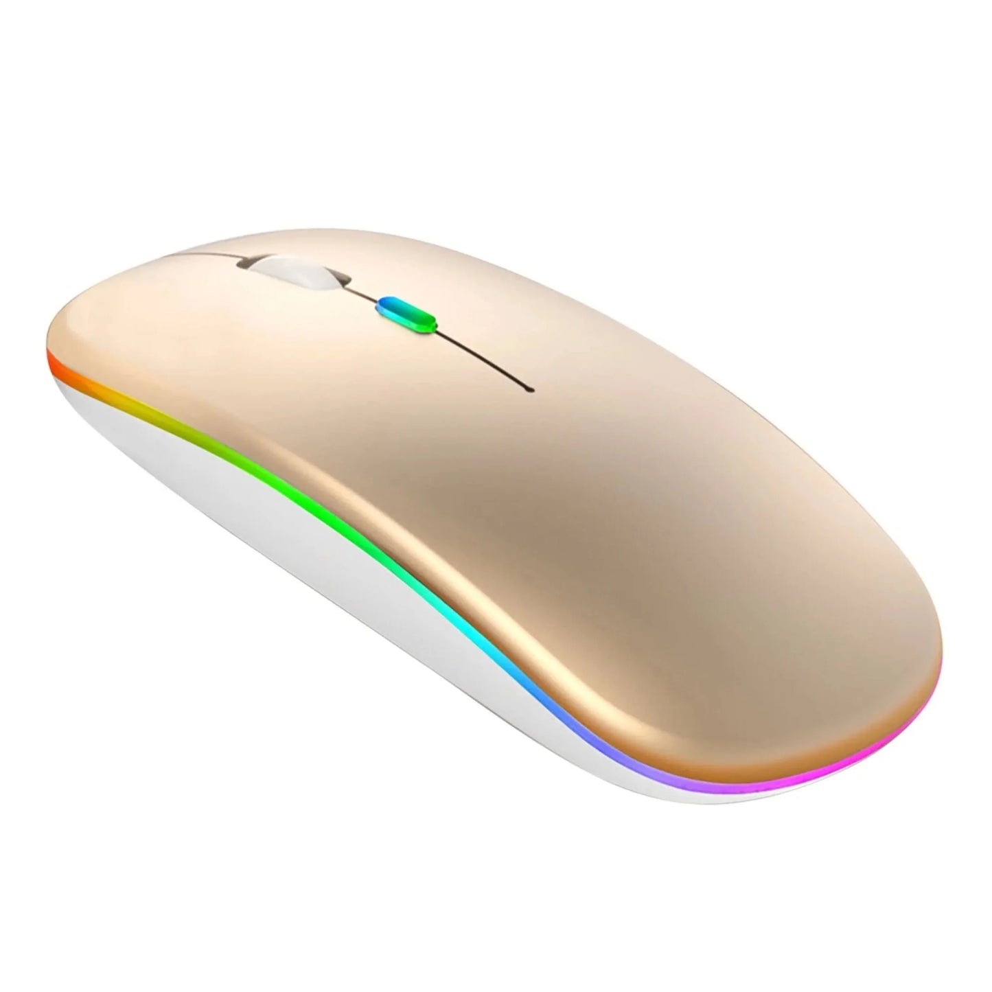 Ratón RGB Inalámbrico — Silencioso, Recargable, Bluetooth y 2.4G, LED de 7 Colores