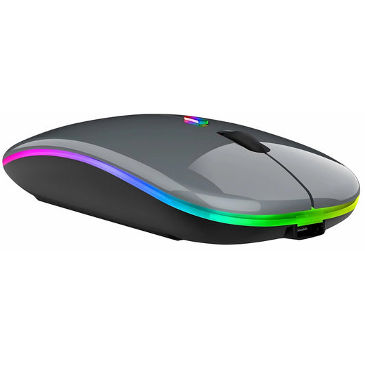 Wireless RGB Mouse — Silent, Rechargeable, Bluetooth & 2.4G, 7-Color LED