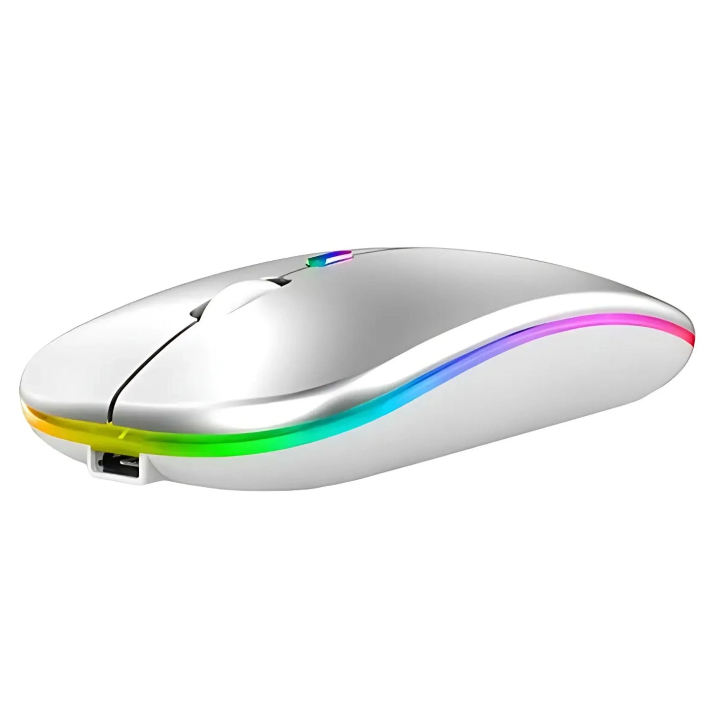 Ratón RGB Inalámbrico — Silencioso, Recargable, Bluetooth y 2.4G, LED de 7 Colores