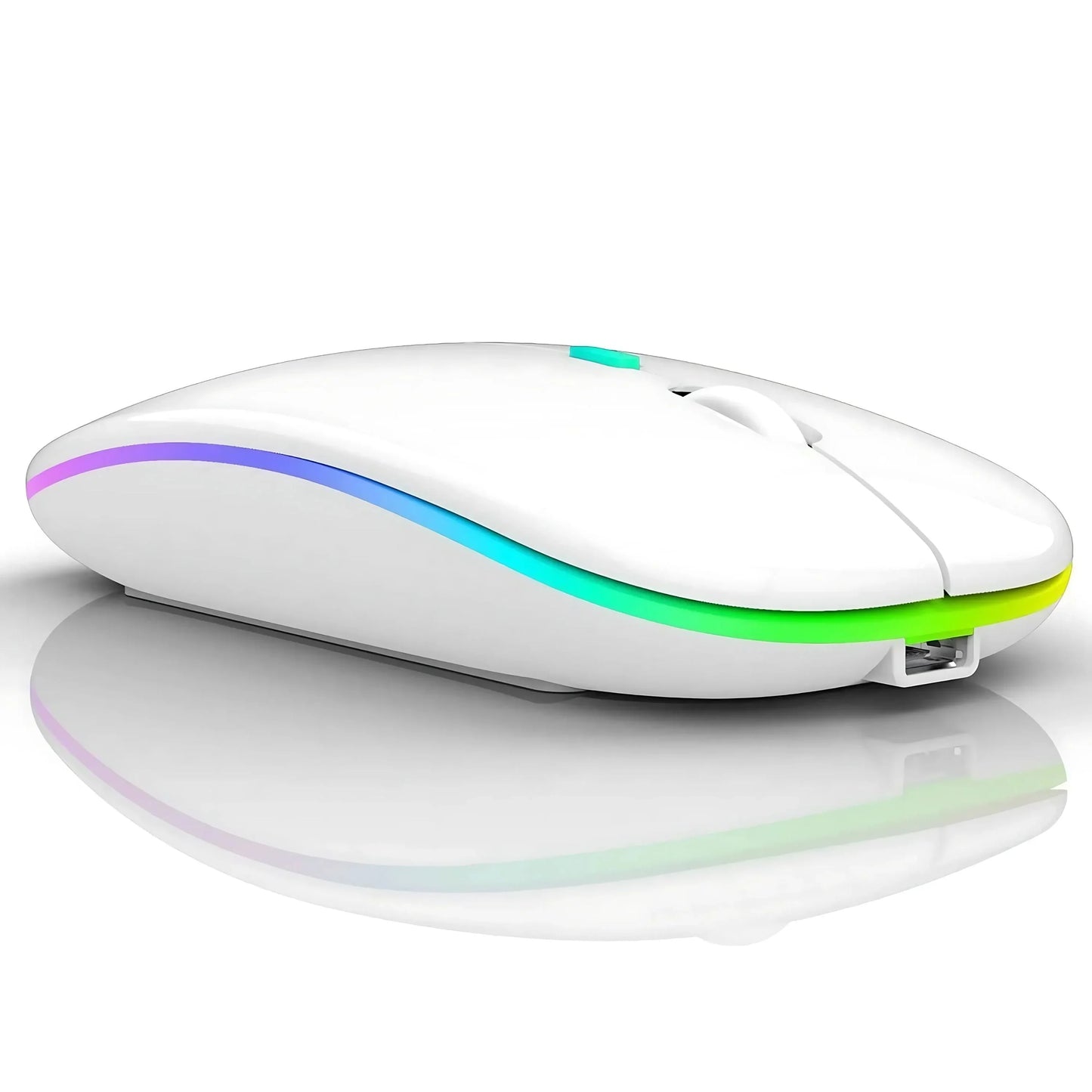 Ratón RGB Inalámbrico — Silencioso, Recargable, Bluetooth y 2.4G, LED de 7 Colores