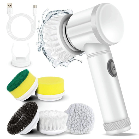 Cordless Electric Spin Scrubber — 7 Brush Heads, 90-Min Battery, 350RPM