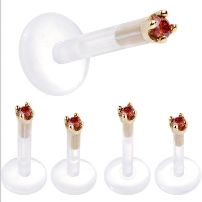 Solid 14K Yellow Gold 1.5mm Genuine Red Diamond Bioplast Push in Monroe