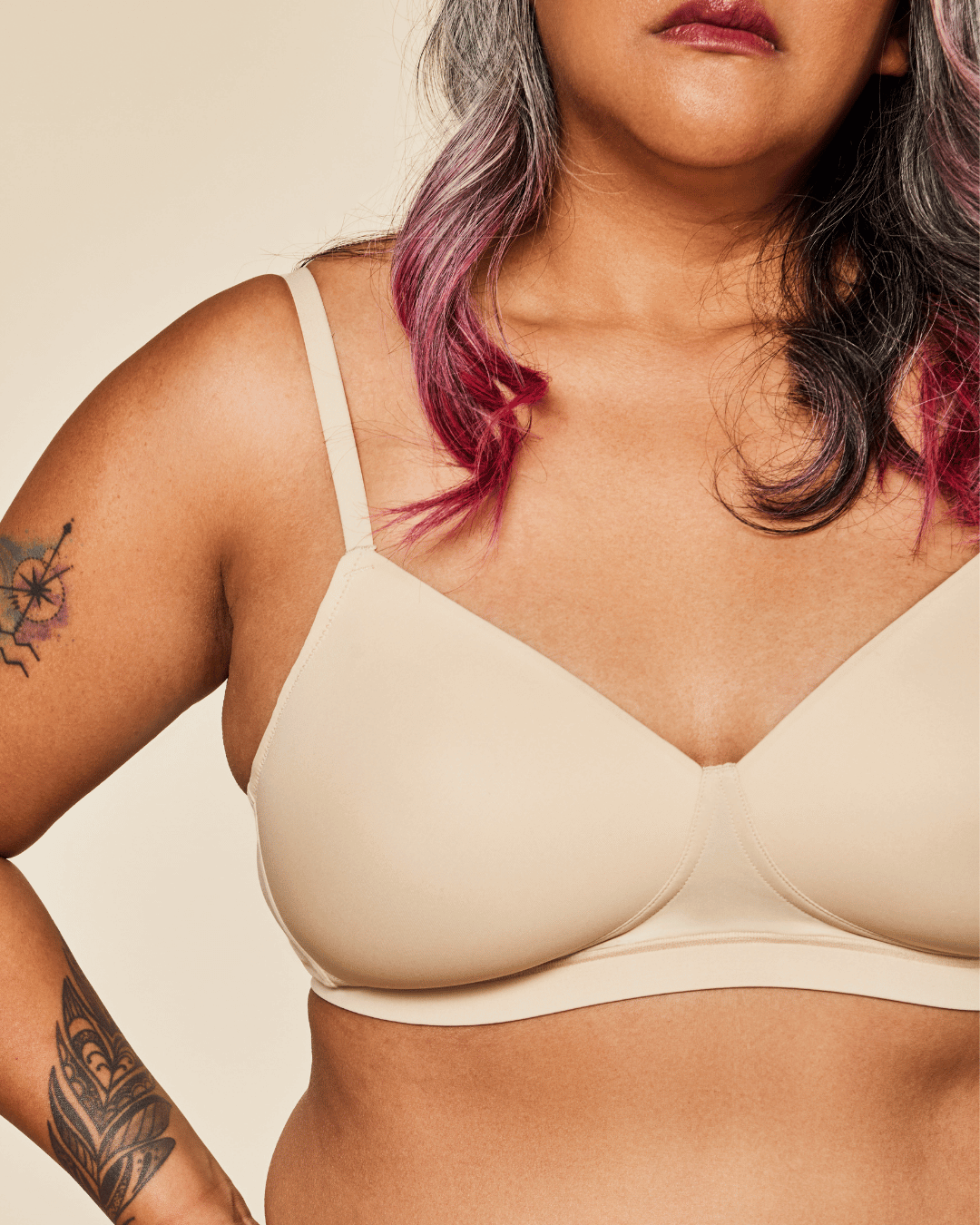 Moonrise Pocketed T‑Shirt Bra - Buff