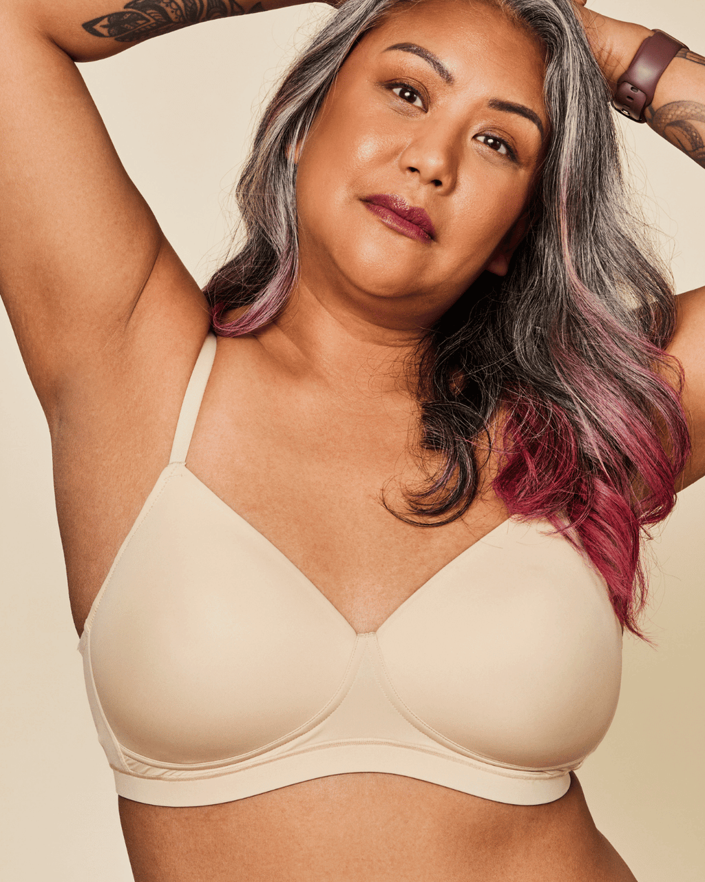 Moonrise Pocketed T‑Shirt Bra - Buff