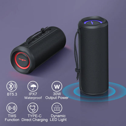 Wisetiger P3 Portable Bluetooth Speaker — 30W, IPX7, 20-Hour Battery