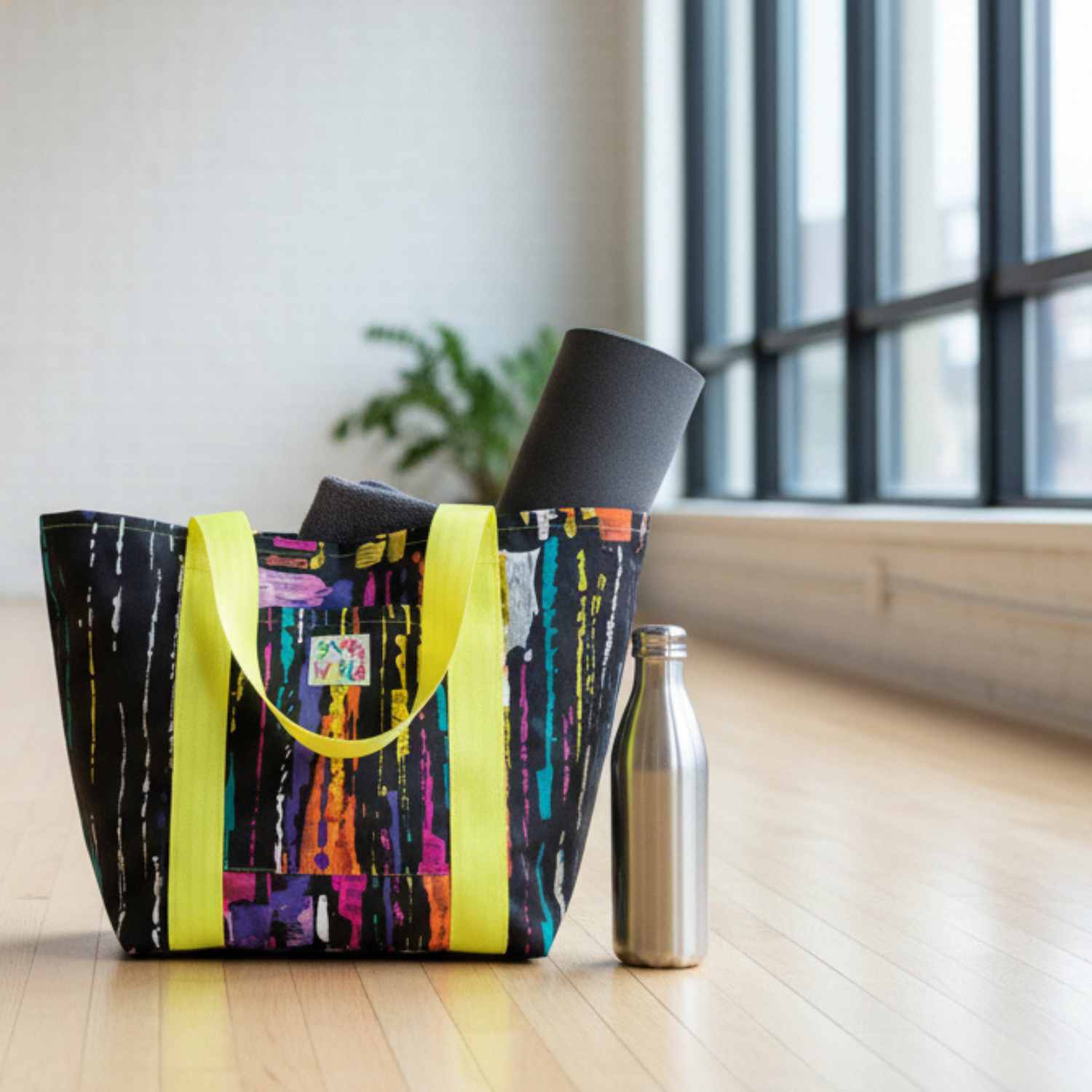 Jams World Lined Tote Bag - Colorful Paint