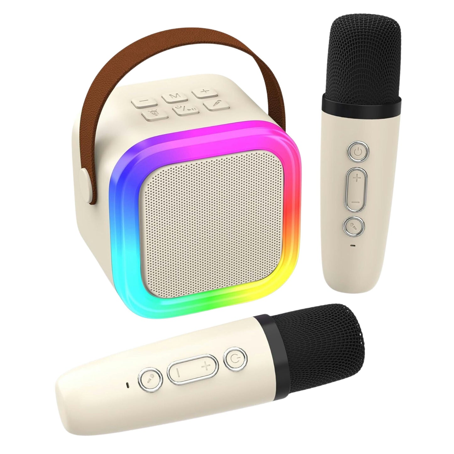 Portable Karaoke Machine — Bluetooth 5.1, 2 Wireless Mics, LED Lights