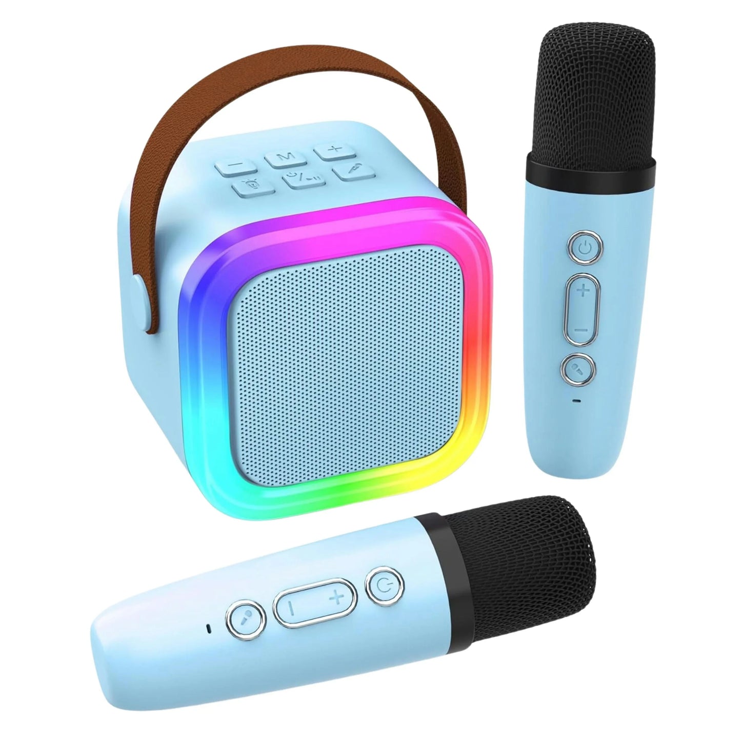Portable Karaoke Machine — Bluetooth 5.1, 2 Wireless Mics, LED Lights