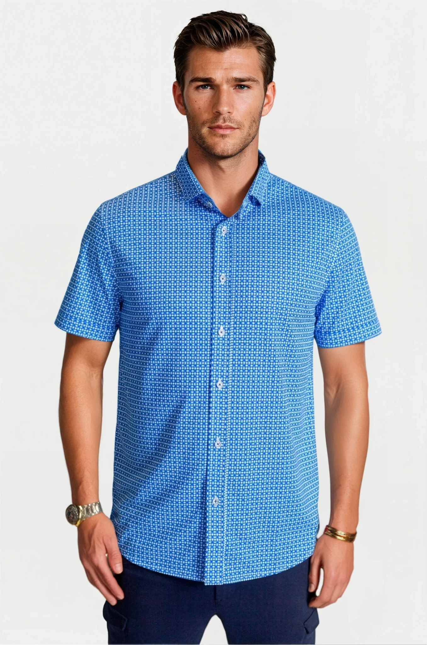 Bastille Check Short Sleeve Tech Shirt