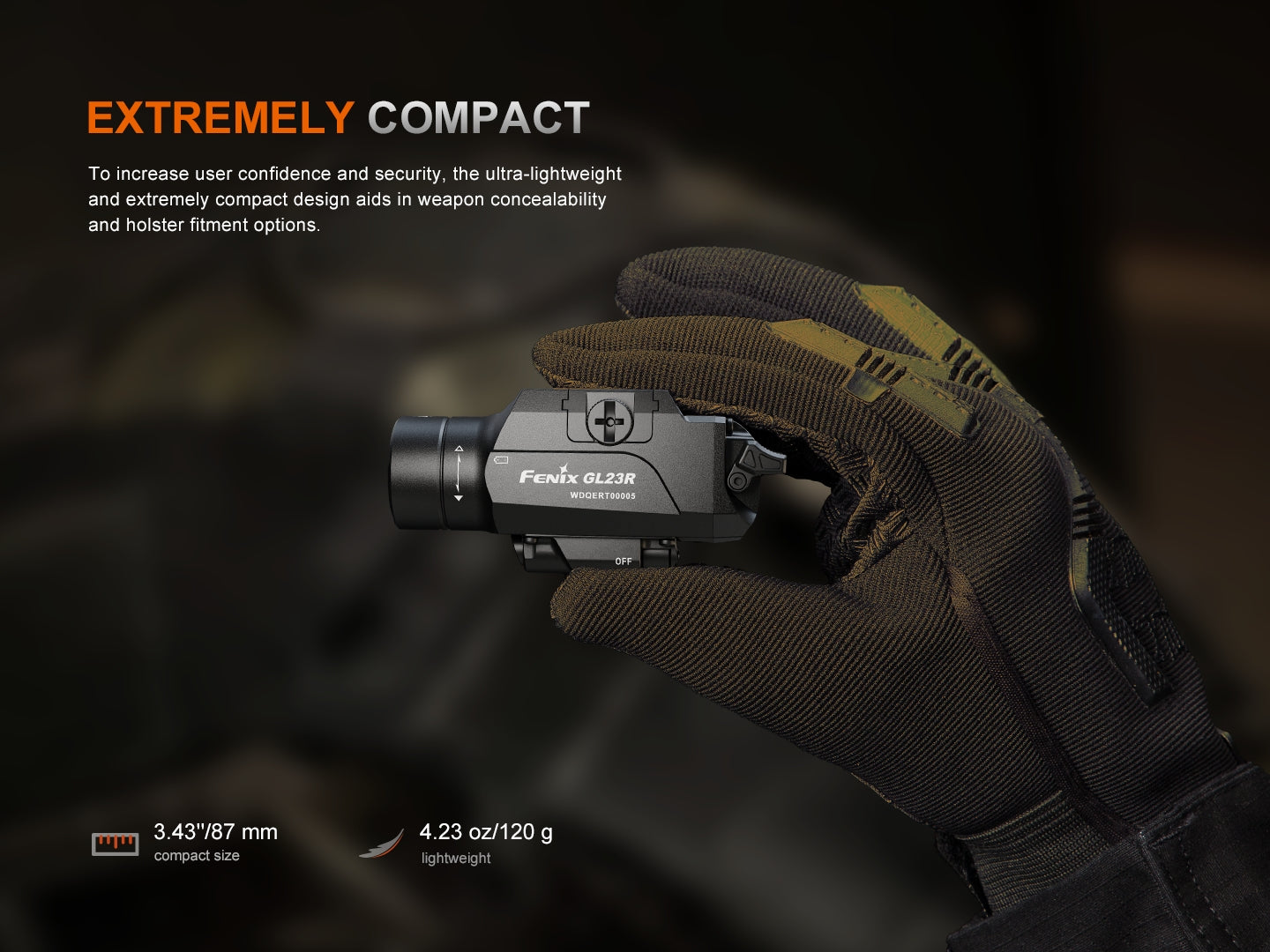 Fenix GL23R Pistol-Mounted Tactical Light with Green Laser — 1200 Lumens