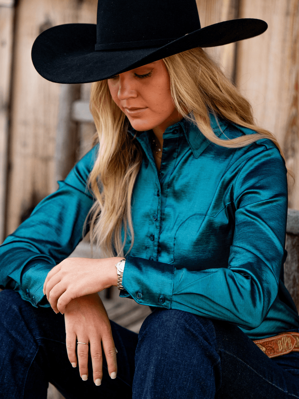 Stretch Taffeta Turquoise Women's Western Shirt