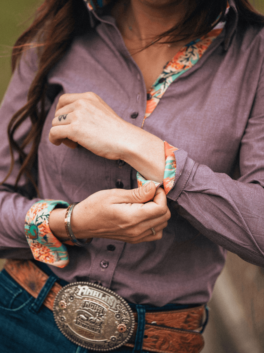 Core Collection Brown Chambray Women's Western Shirt