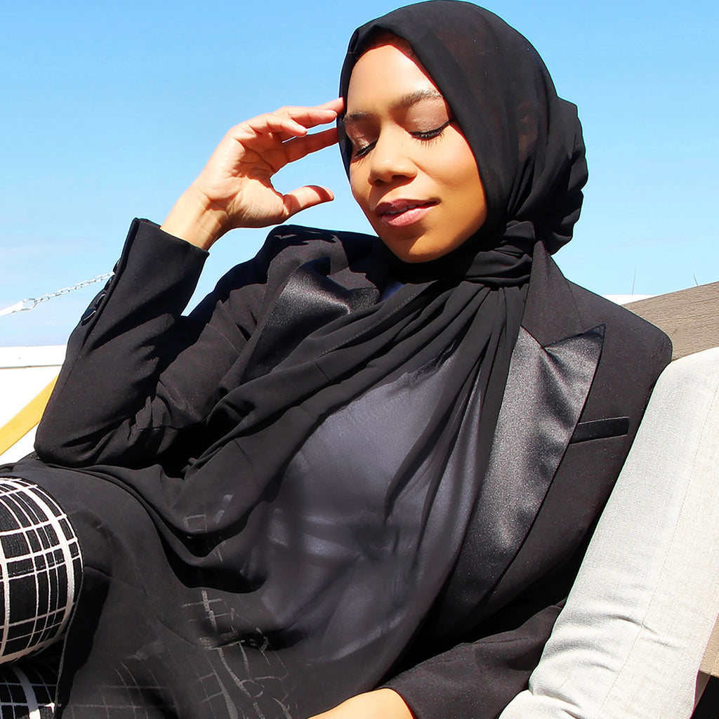 Black Chiffon Hijab