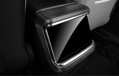Rear Screen Air Outlet Frame Dry Carbon Fiber Overlay for Model S/X 2021+
