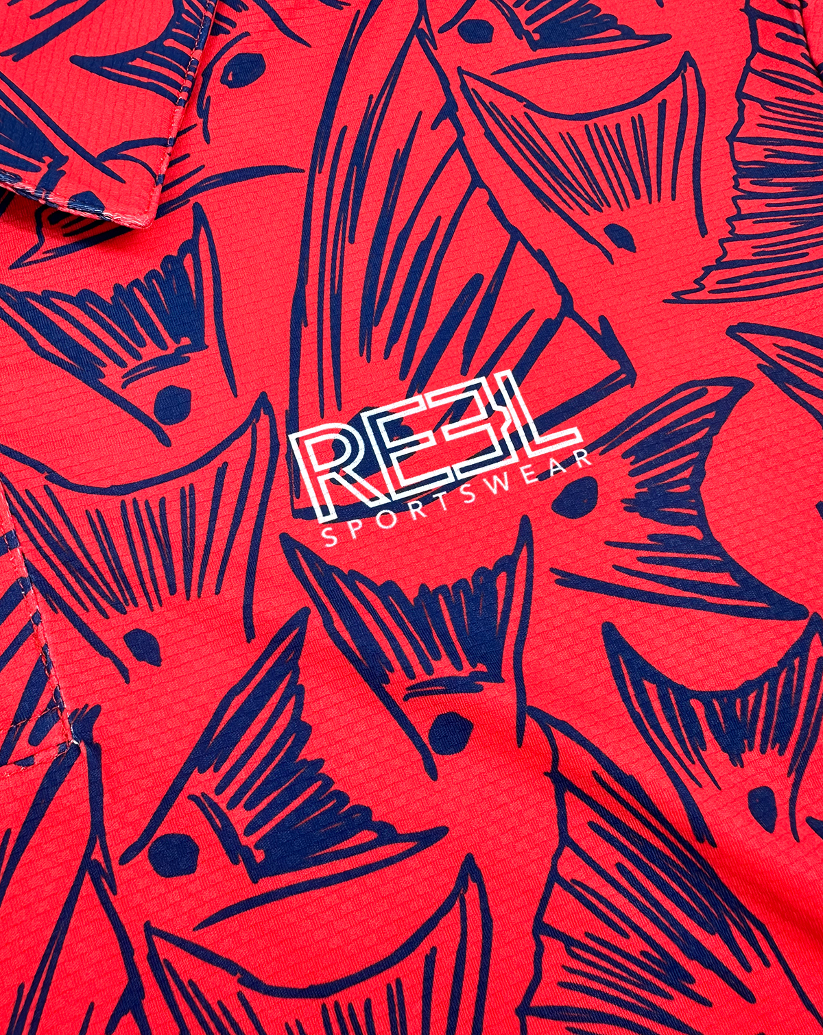 Redfish, White, Blue Polo