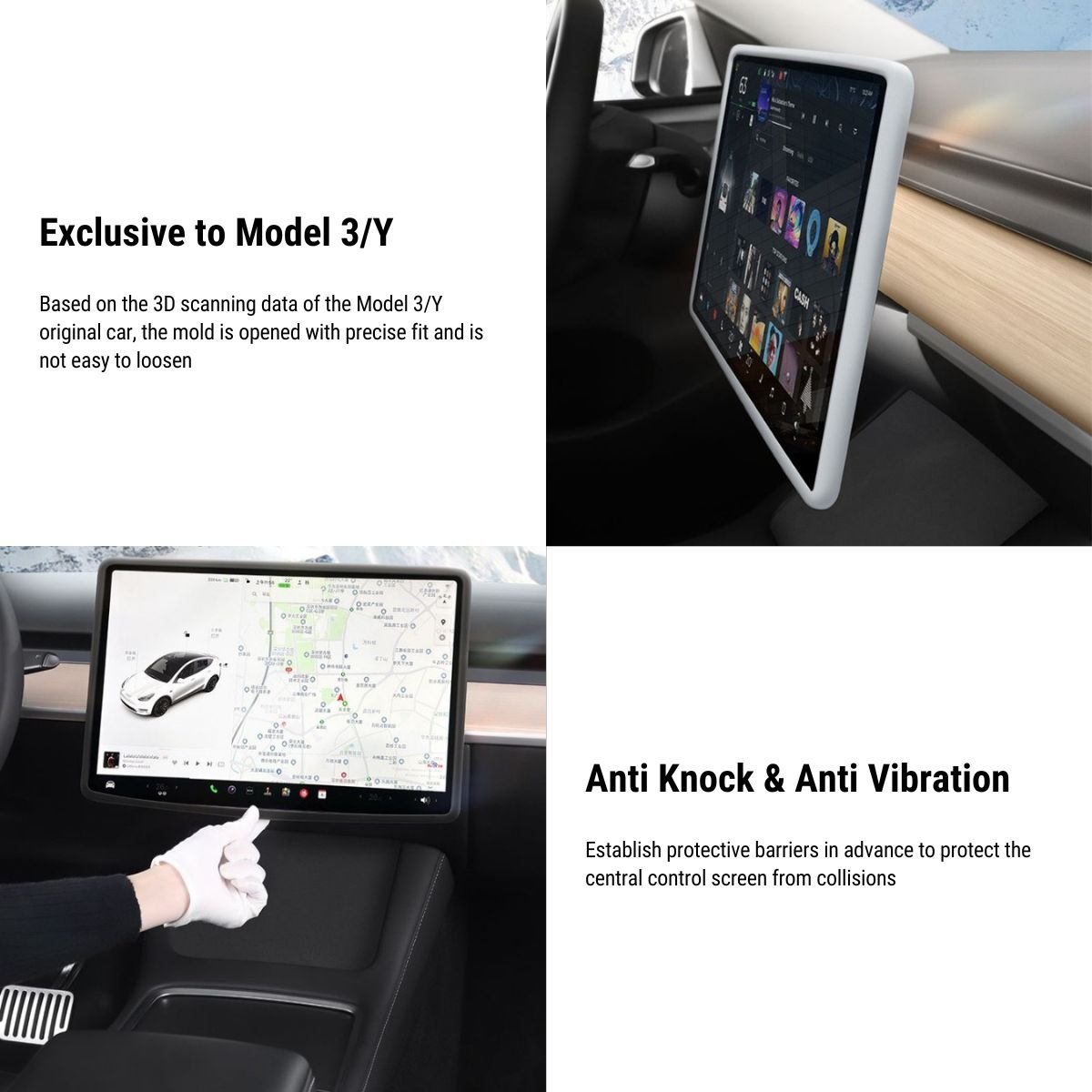 Silicone 15.4" Central Screen Protector Frame for Model 3 / Y