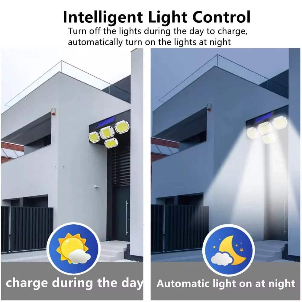 Solar Light Outdoor with Remote Control Double Motion Sensor Light 306/208 Led Wall Lamp IP65 Spotlight Exterior Garage Lighting