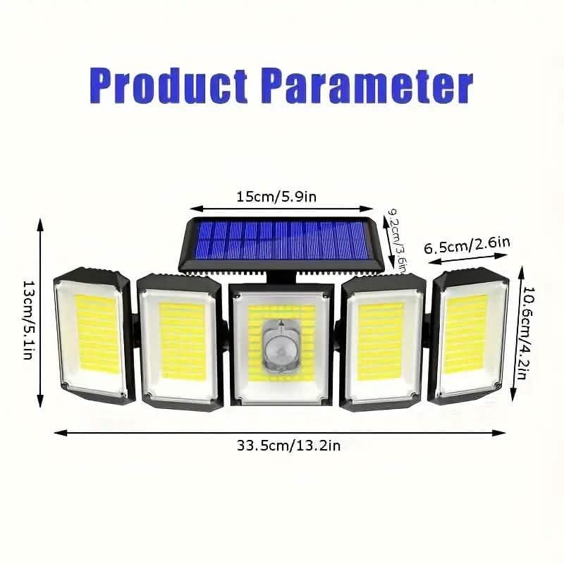 Solar Wall Light with 5 Adjustable Angle Heads