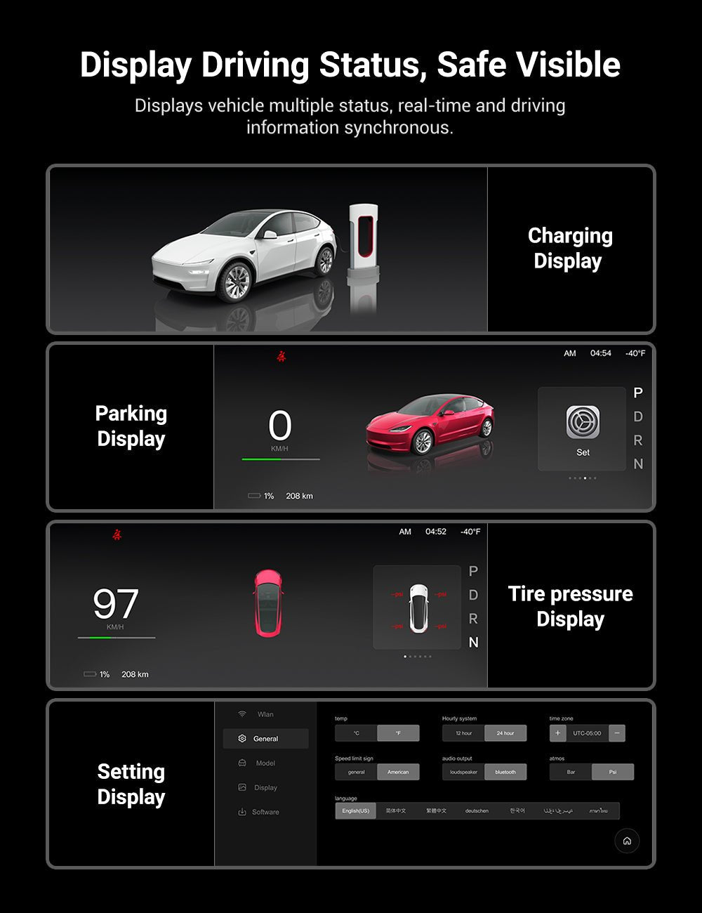 TESERY F9 Pro Screen Dashboard Display With Carplay & Android Auto for Model 3 / Model Y