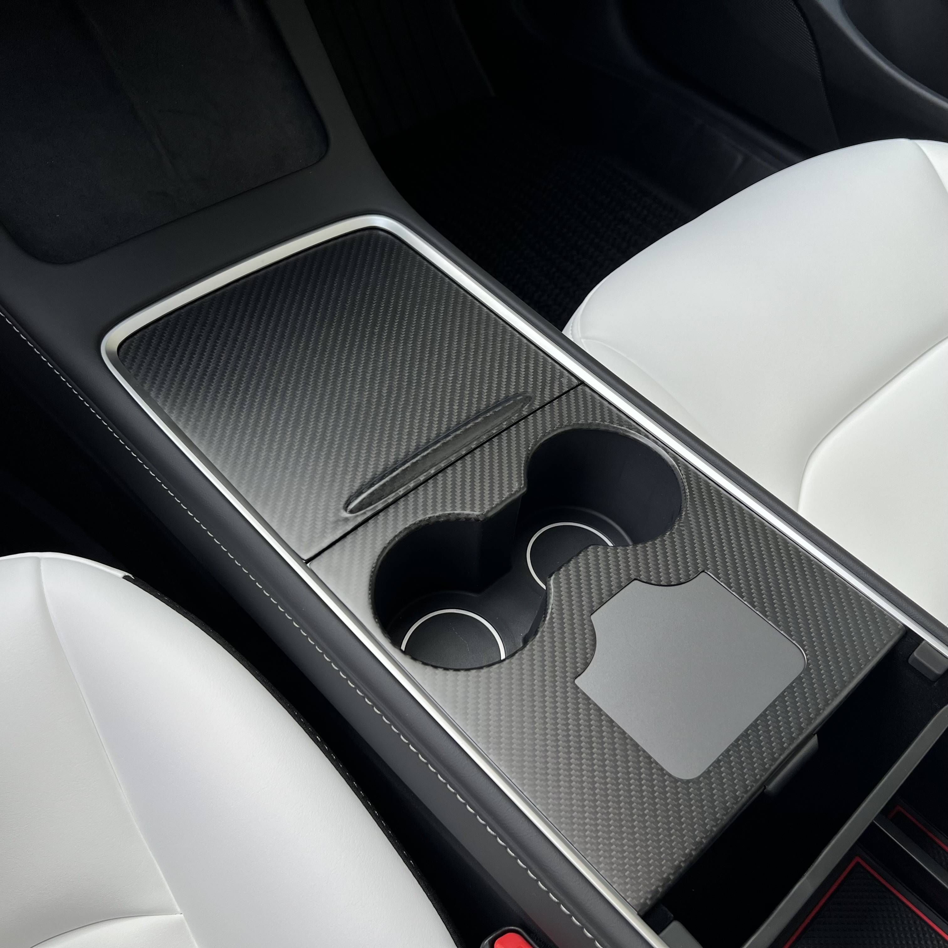 Tesla Model 3 / Y Center Console Wrap Cover  (Gen. 1 & 2 & 3) - Carbon Fiber Interior Mods