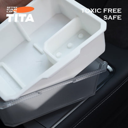 TITA Center Console Storage Box for Model 3/Y | Drawer Design | Food-Grade Silicone | 3 Colors