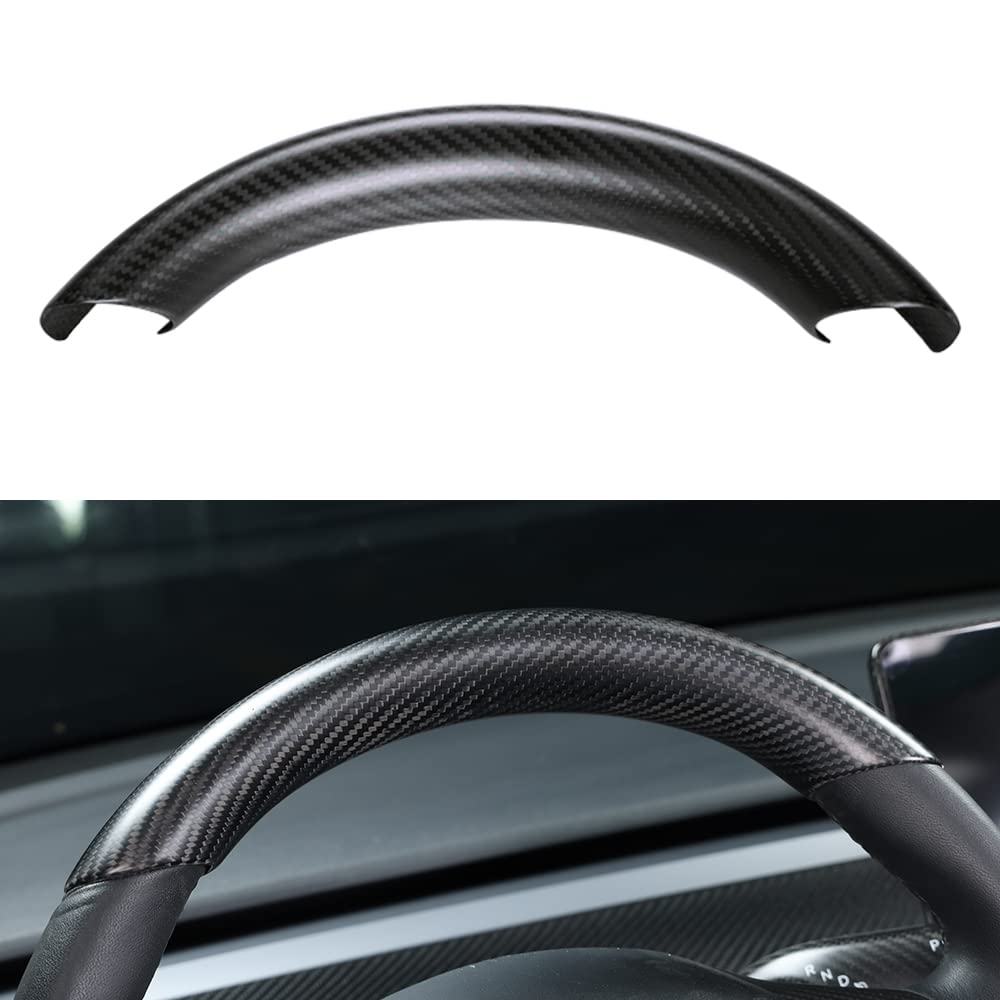 Upper / Lower Cover Steering Wheel Accessories for Tesla Model 3 / Y  -  Carbon Fiber Interior Mods