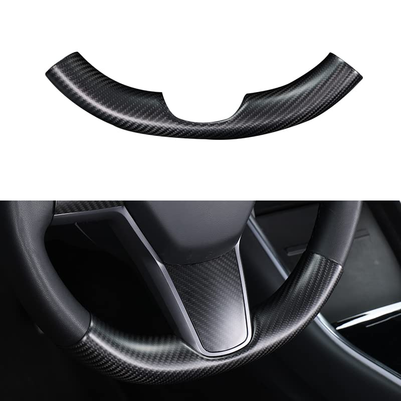 Upper / Lower Cover Steering Wheel Accessories for Tesla Model 3 / Y  -  Carbon Fiber Interior Mods