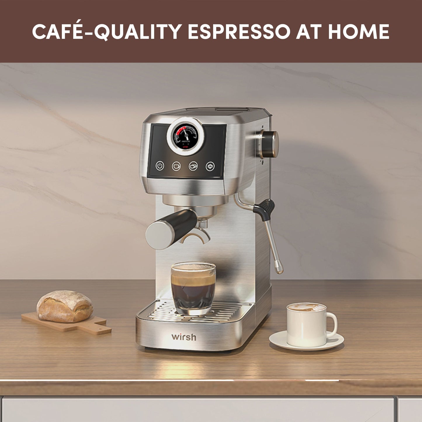 Máquina de espresso Wirsh de 20 bares — Cafetera de espresso profesional para el hogar