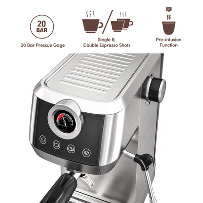 Máquina de espresso Wirsh de 20 bares — Cafetera de espresso profesional para el hogar