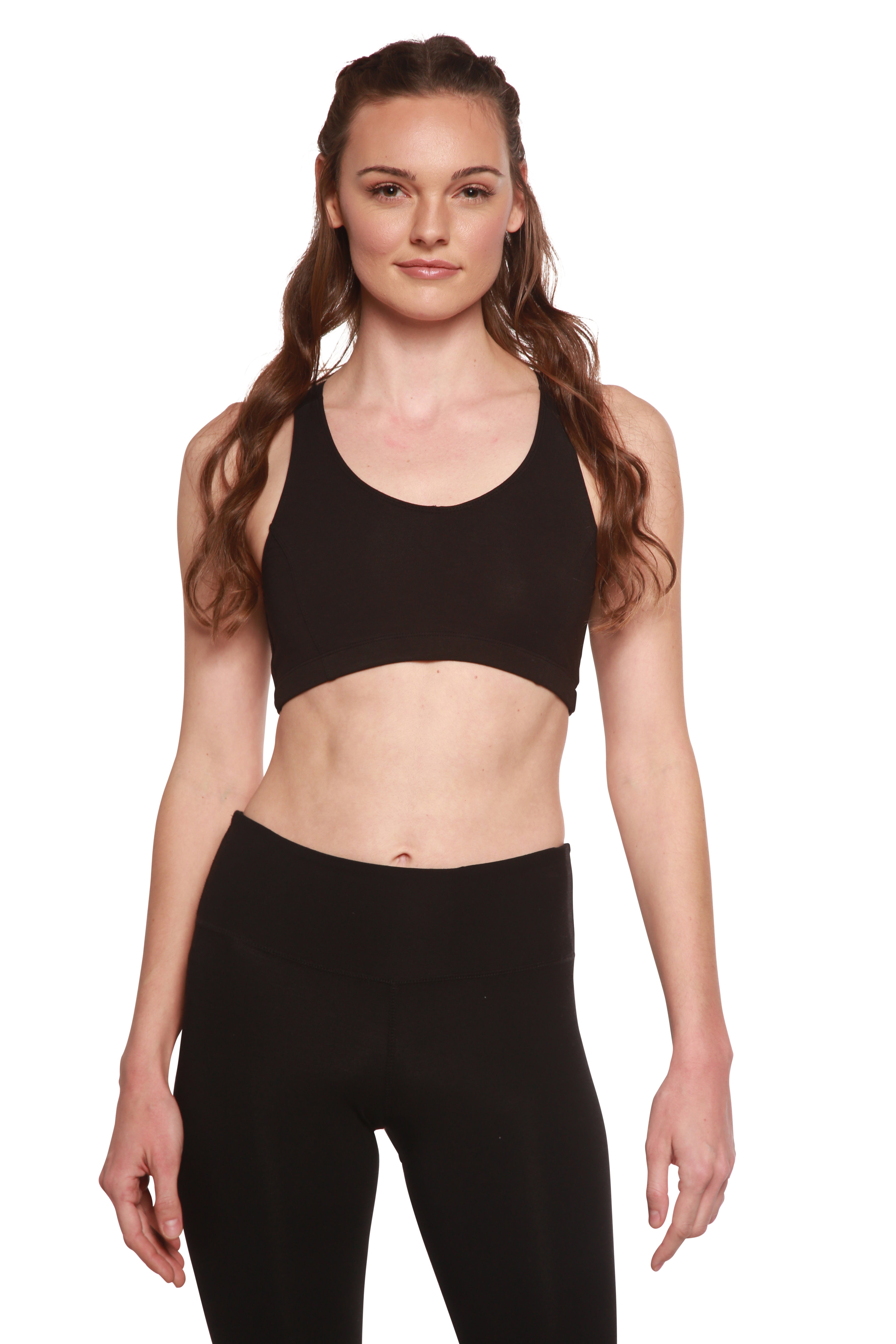 New Women's Bamboo Padded Sports Bra in Black