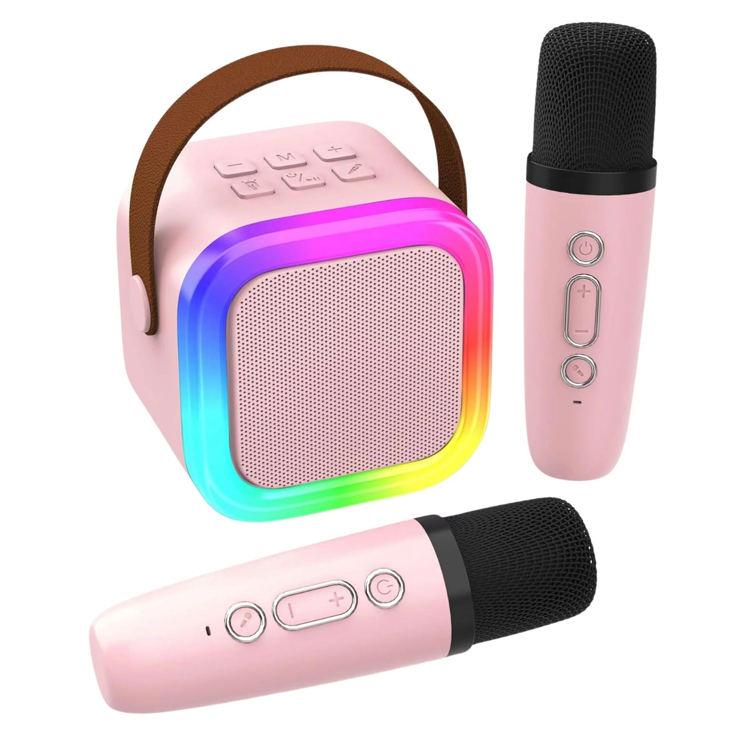 Portable Karaoke Machine — Bluetooth 5.1, 2 Wireless Mics, LED Lights